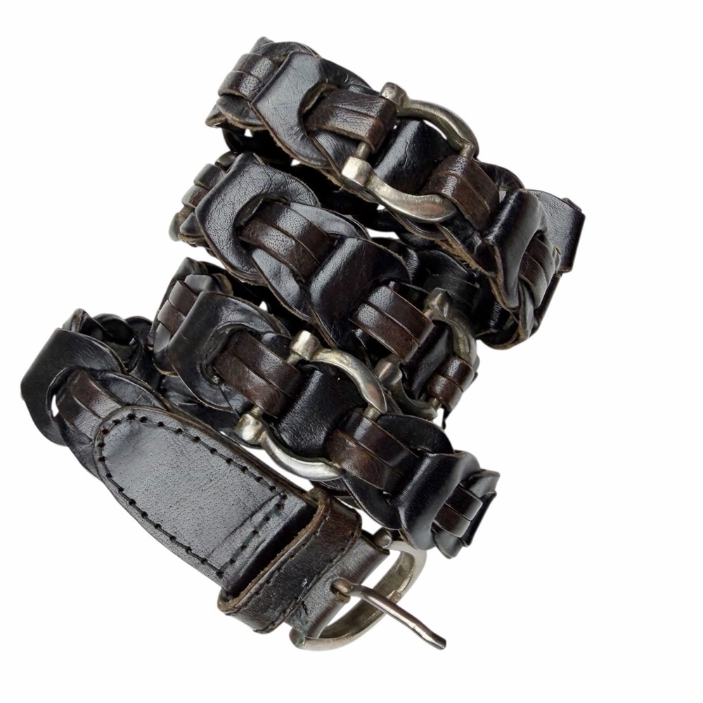 Vintage Capezio Woven Equestrian Horse Shoe Link Leather Belt Size Small